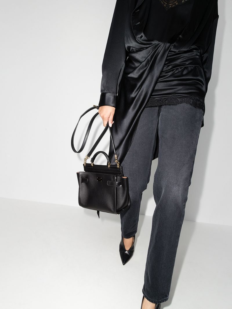 Black 62 Small Soft Leather Tote Bag