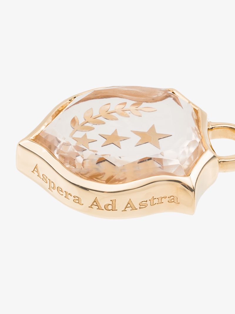 18k Yellow Gold Per Aspera Ad Astra Small Quartz Charm