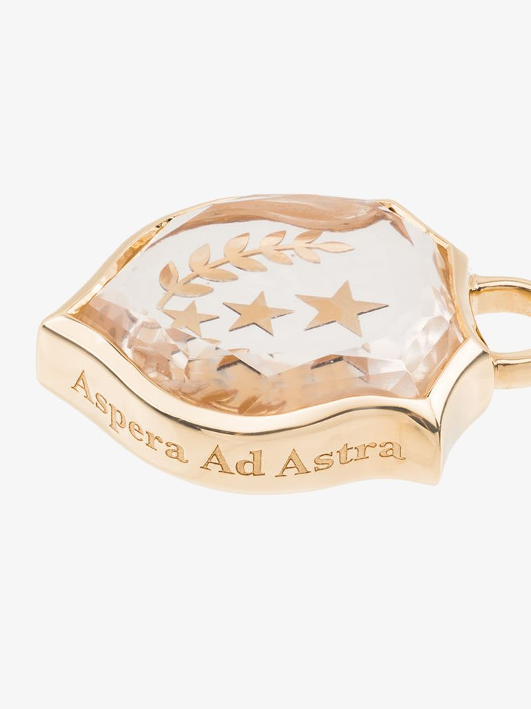 18k Yellow Gold Per Aspera Ad Astra Small Quartz Charm