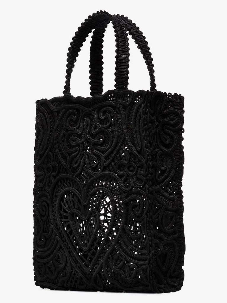 Black Beatrice Crocheted Tote Bag