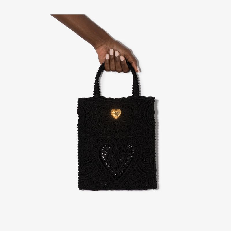 Black Beatrice Crocheted Tote Bag