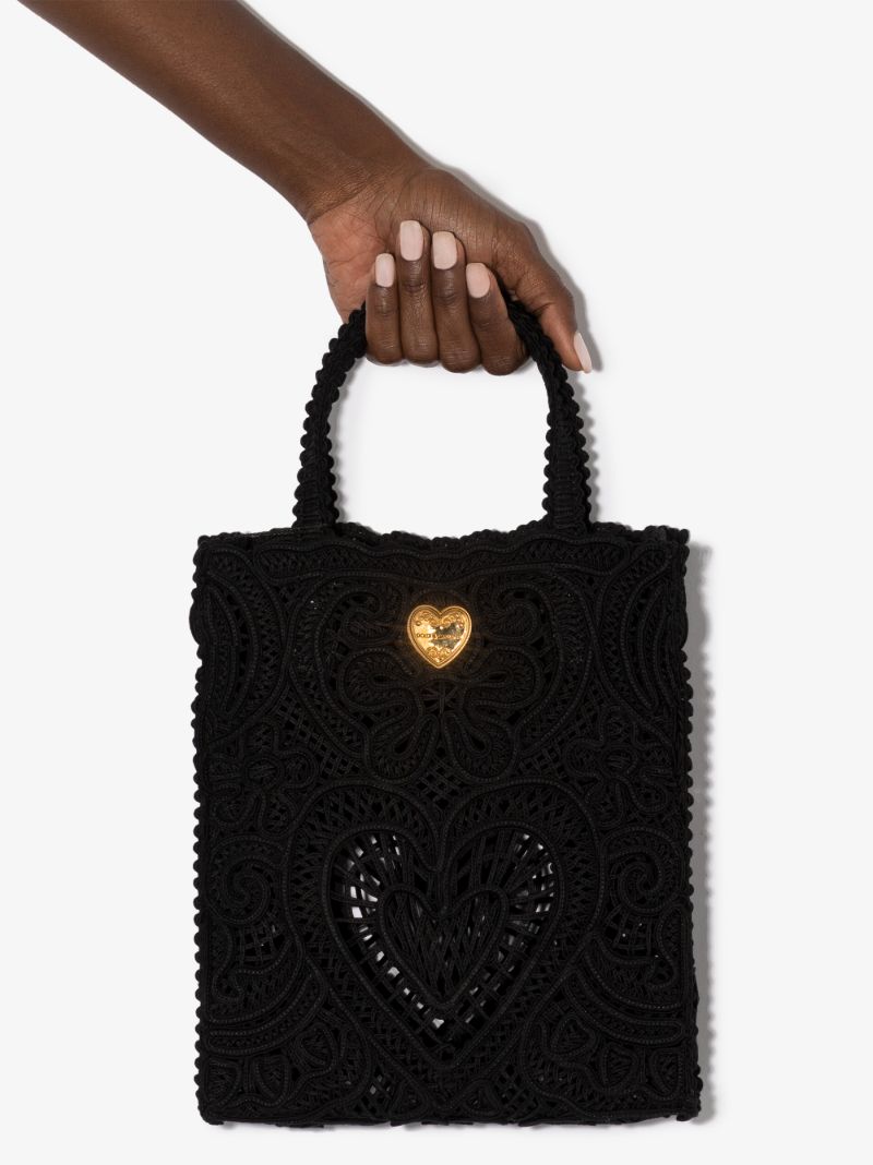 Black Beatrice Crocheted Tote Bag