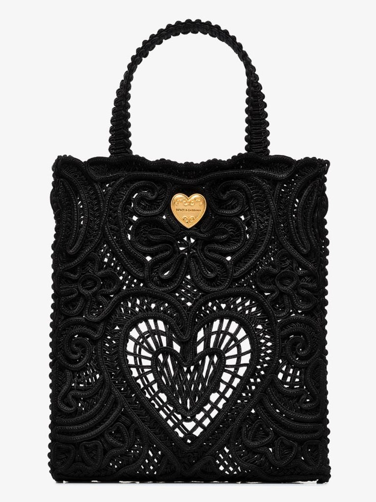 Black Beatrice Crocheted Tote Bag
