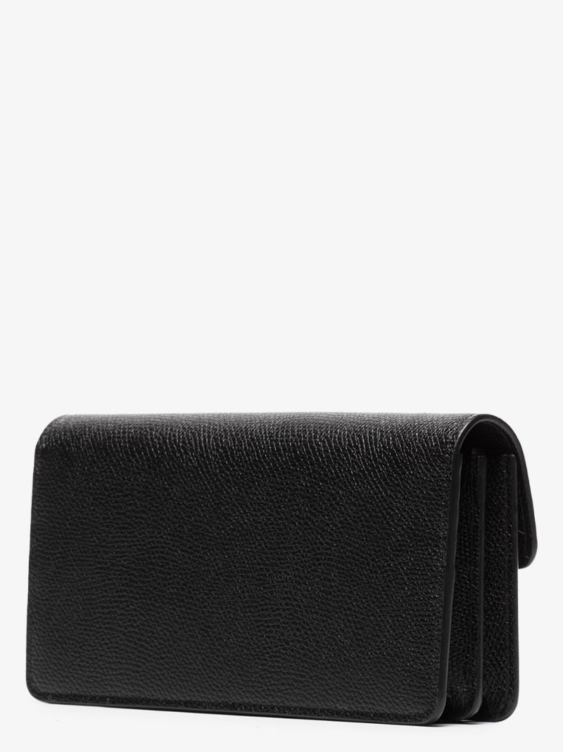 Black Vlogo Signature Leather Chain Wallet