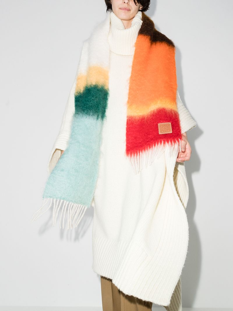 Multicoloured Striped Knit Scarf