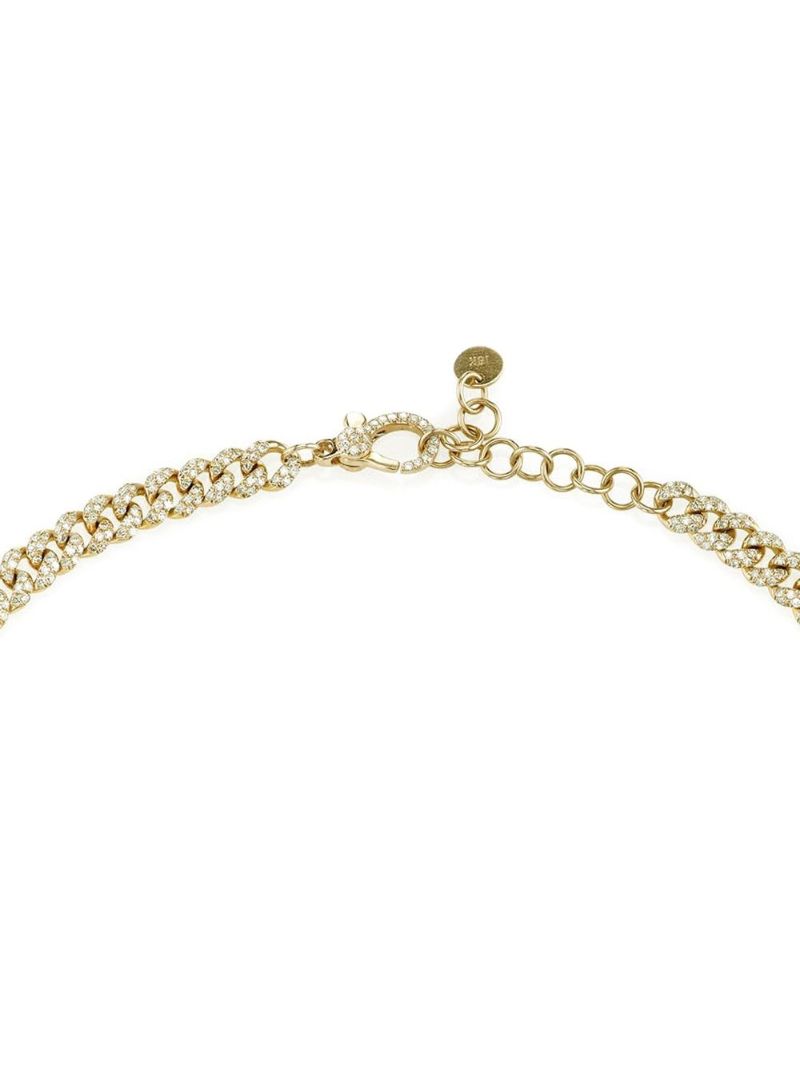 18k Yellow Gold Mini Link Diamond Choker Necklace