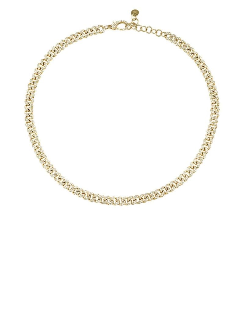18k Yellow Gold Mini Link Diamond Choker Necklace