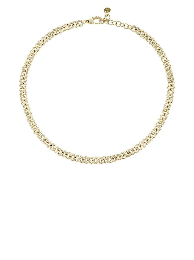 18k Yellow Gold Mini Link Diamond Choker Necklace