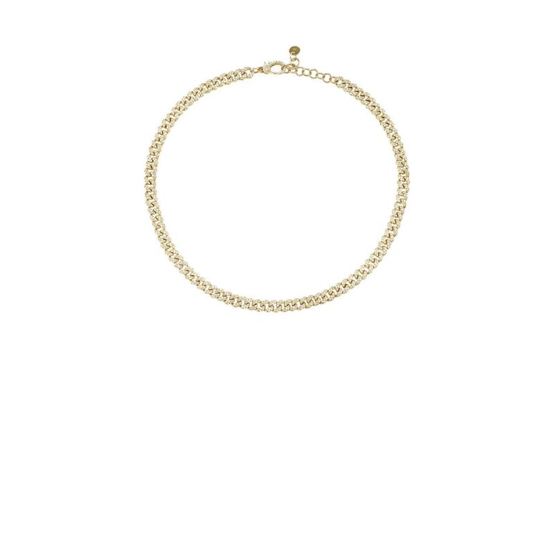 18k Yellow Gold Mini Link Diamond Choker Necklace