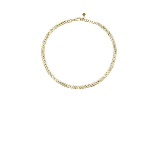 18k Yellow Gold Mini Link Diamond Choker Necklace