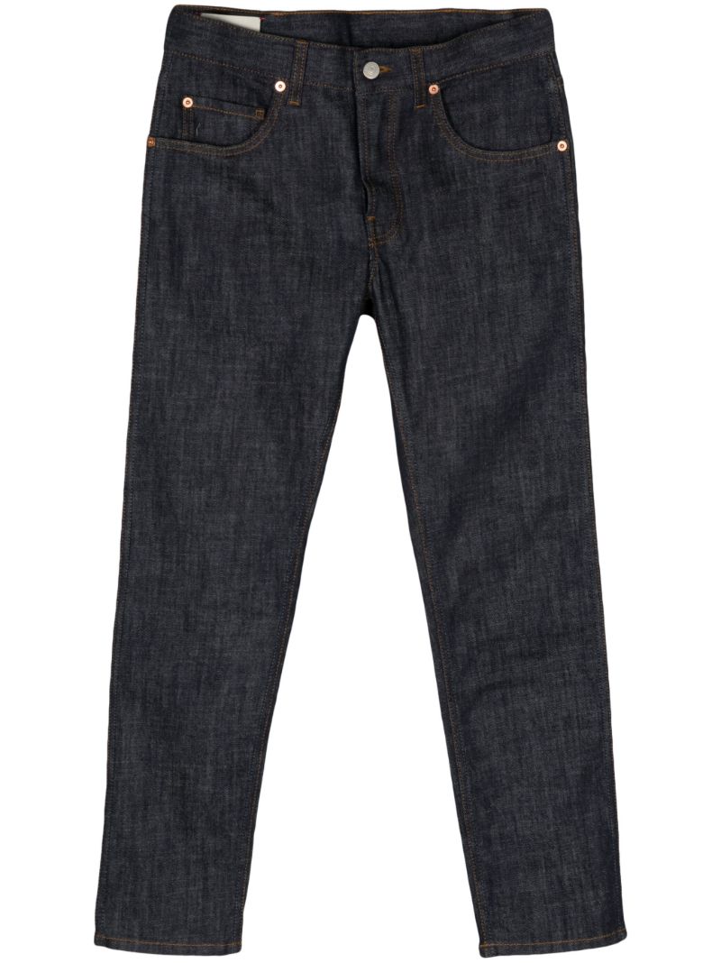 Blue Mid-rise Tapered Jeans