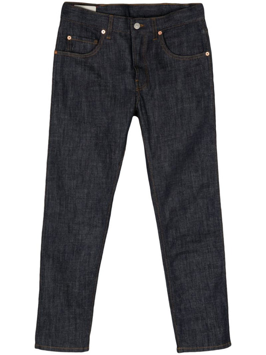 Blue Mid-rise Tapered Jeans