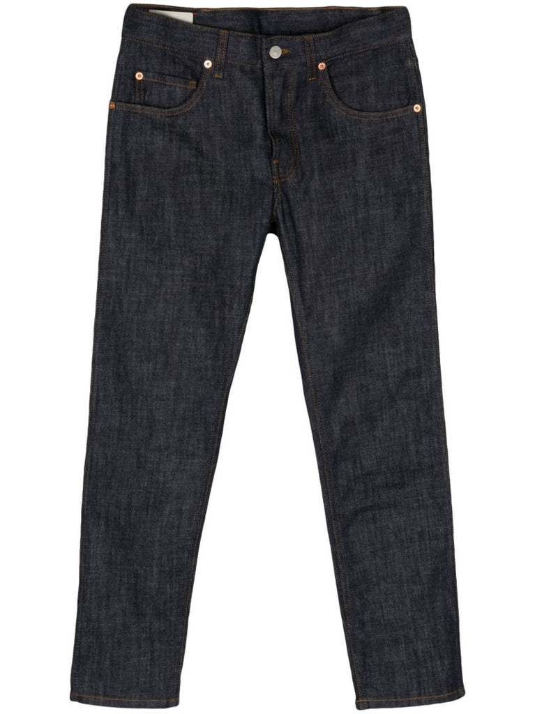 Blue Mid-rise Tapered Jeans
