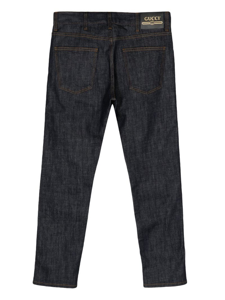 Blue Mid-rise Tapered Jeans