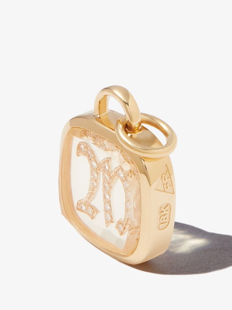 18k Yellow Gold M Initial Diamond Charm