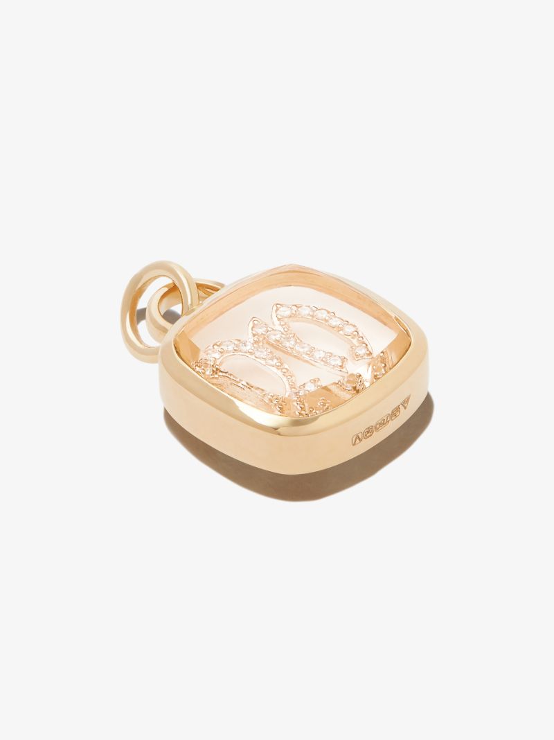 18k Yellow Gold M Initial Diamond Charm