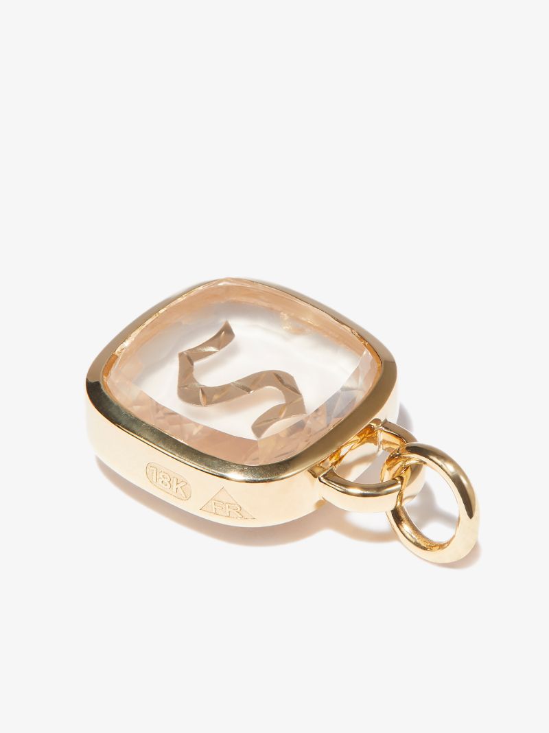 18k Yellow Gold S Initial Crystal Charm