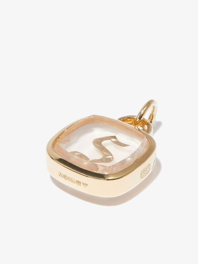 18k Yellow Gold S Initial Crystal Charm
