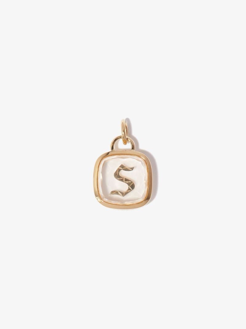 18k Yellow Gold S Initial Crystal Charm