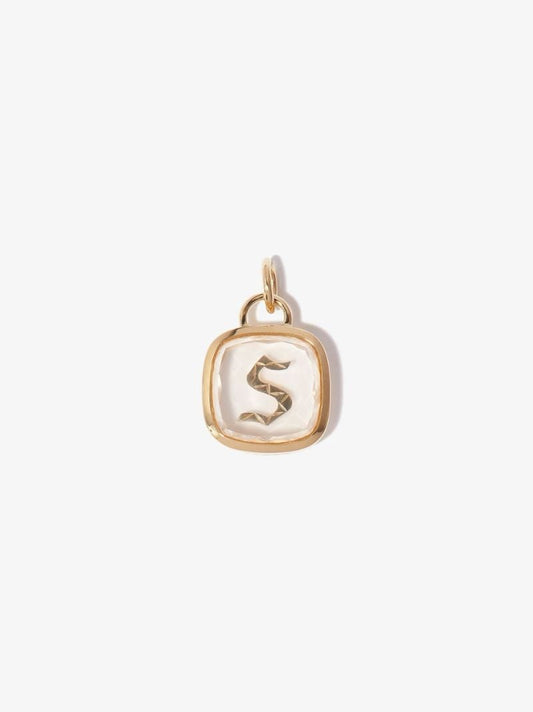 18k Yellow Gold S Initial Crystal Charm