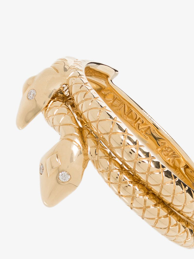 18k Yellow Gold Snake Bookends Diamond Ring