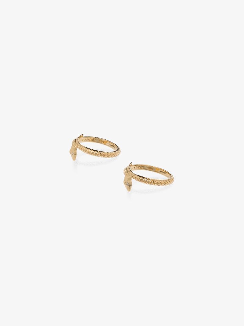18k Yellow Gold Snake Bookends Diamond Ring