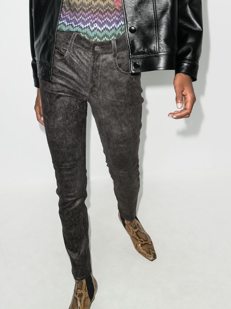 Taro Faded Leather Skinny Trousers