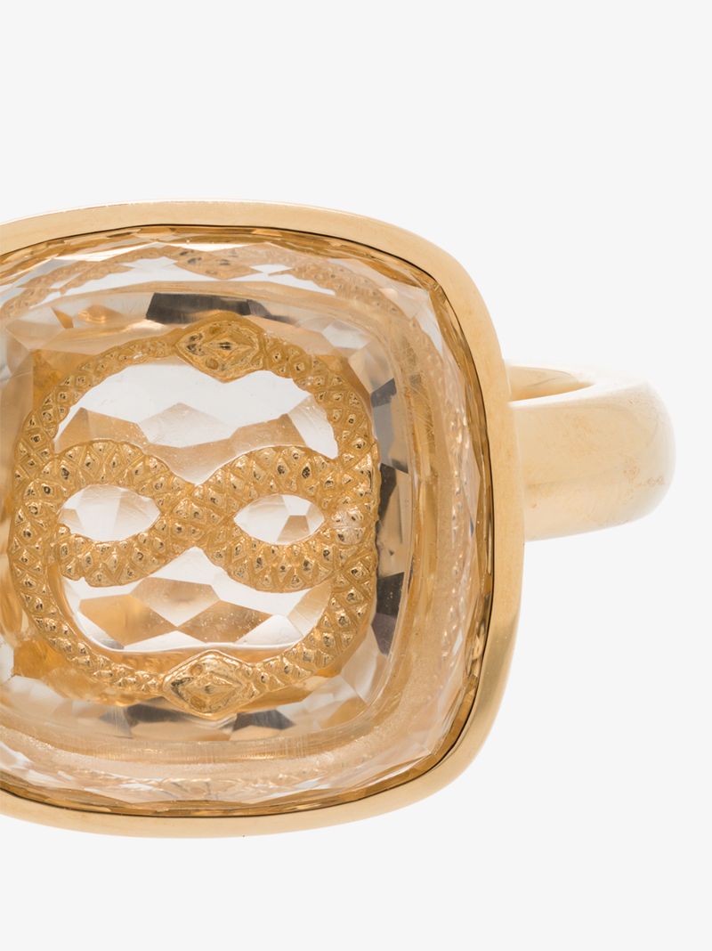 18k Yellow Gold Sealed Gemstone Snake Ring