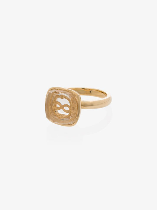 18k Yellow Gold Sealed Gemstone Snake Ring
