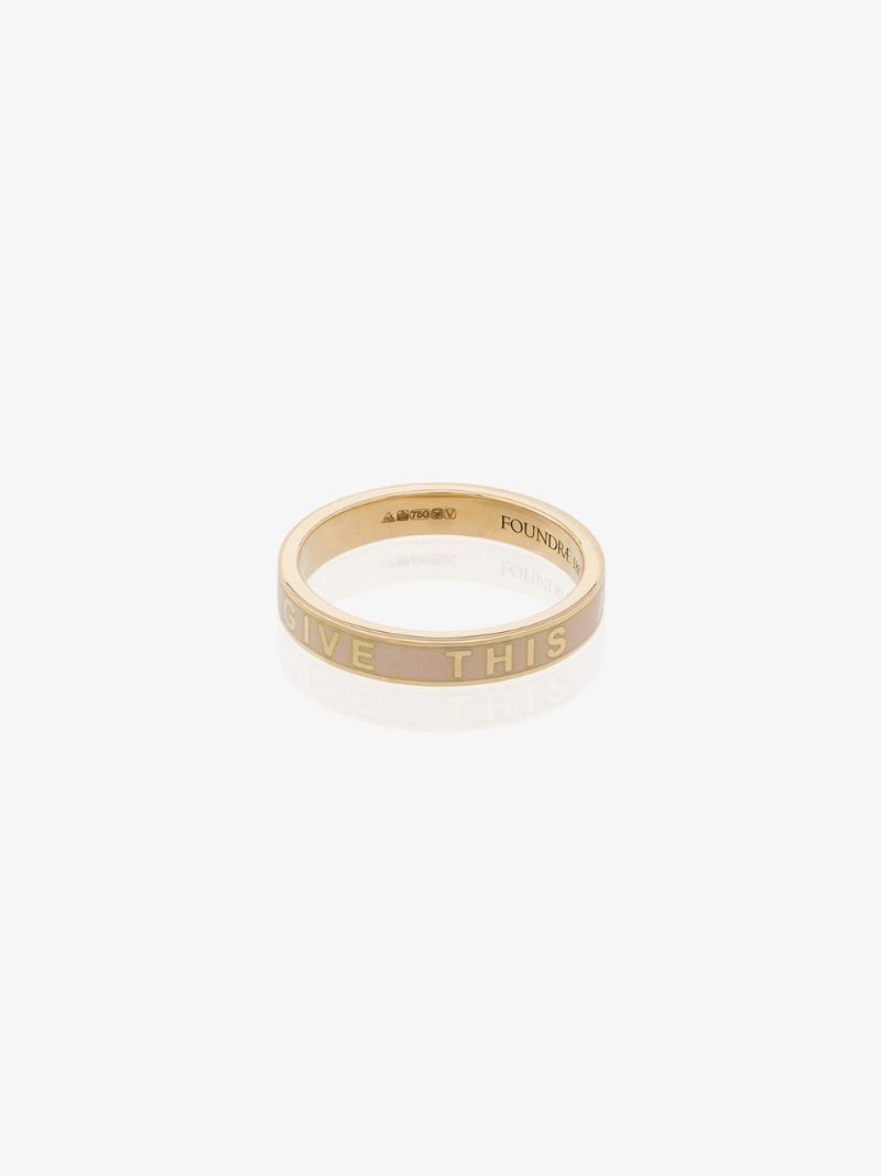 18k Yellow Gold Promise Enamel Ring