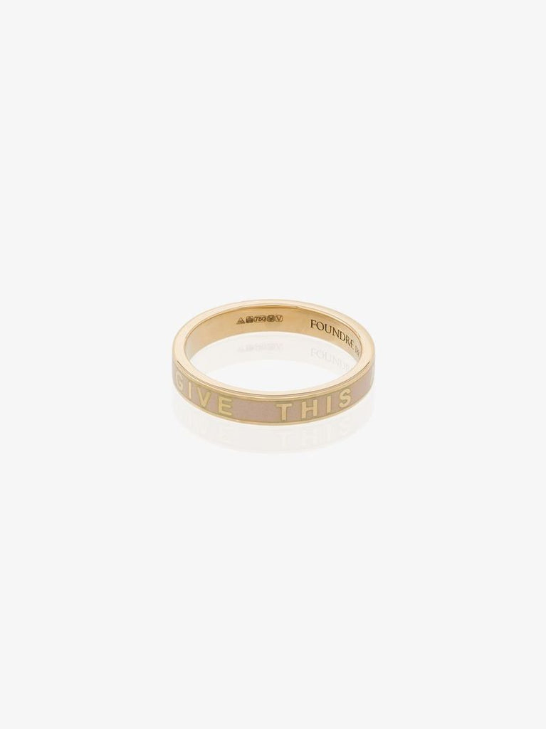 18k Yellow Gold Promise Enamel Ring