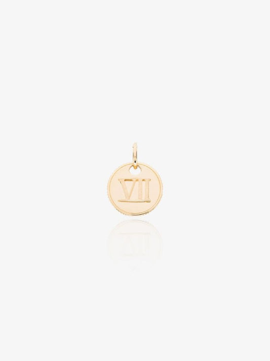 18k Yellow Gold Roman Numeral Seven Miniature Coin Charm