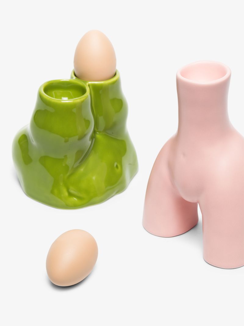 Green Double L'egg Earthenware Egg Cup