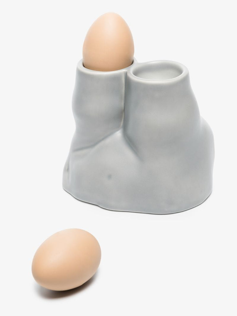 Grey Double L'egg Earthenware Egg Cup