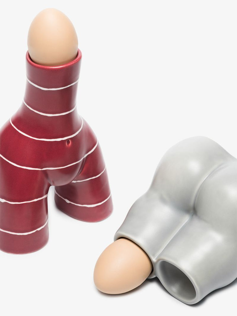Grey Double L'egg Earthenware Egg Cup
