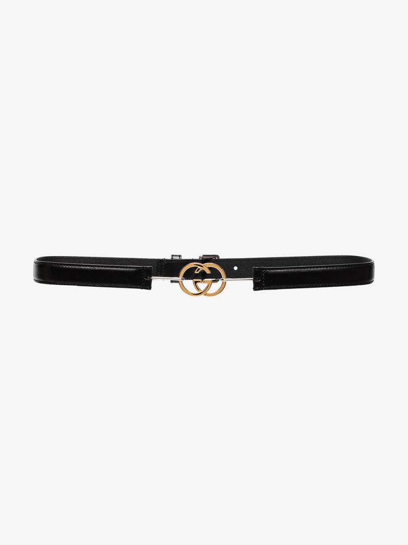 Black Gg Leather Belt