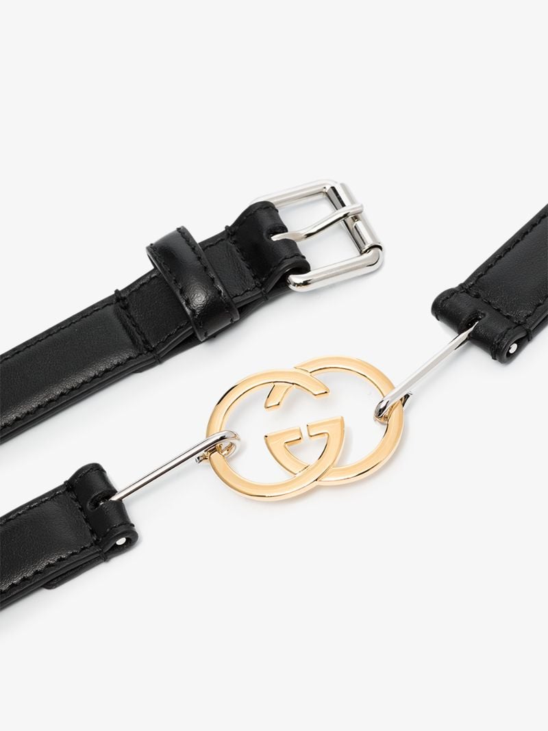 Black Gg Leather Belt