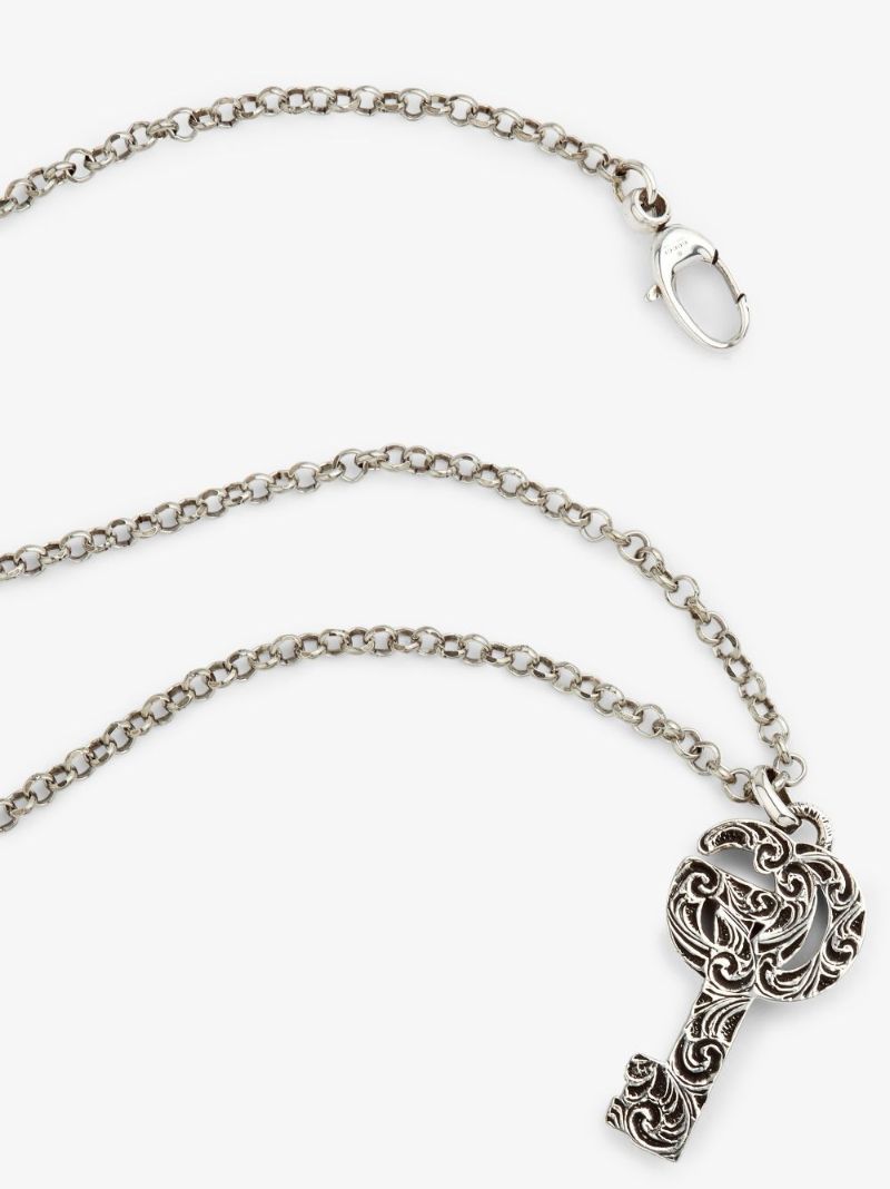 Sterling Silver Double G Key Chain Necklace