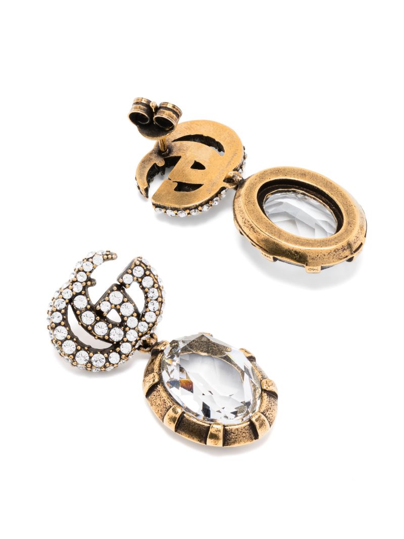 Gold-tone Double G Crystal Drop Earrings
