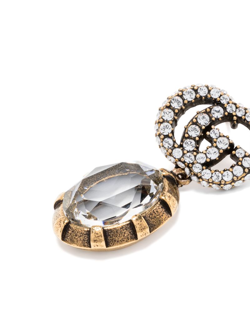 Gold-tone Double G Crystal Drop Earrings
