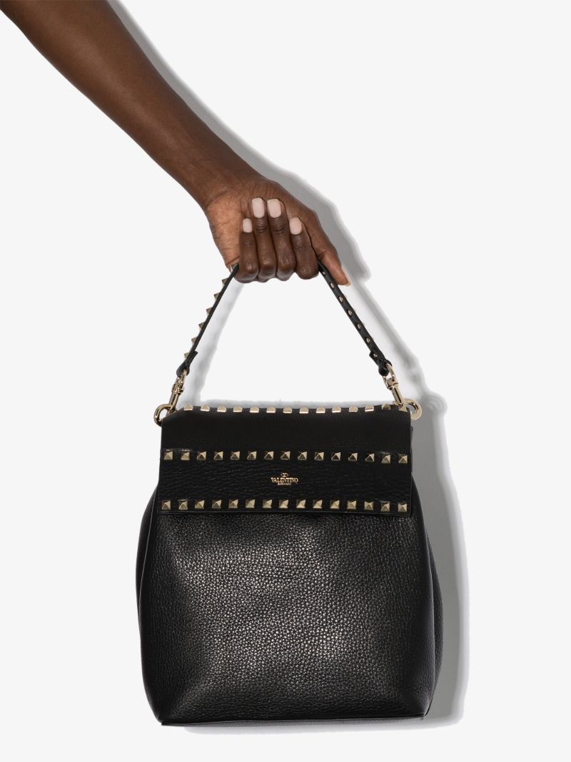 Black Rockstud Leather Backpack