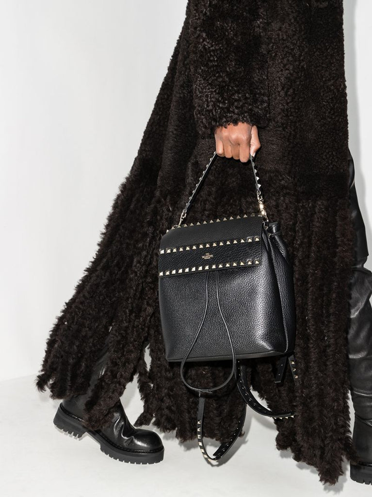 Black Rockstud Leather Backpack