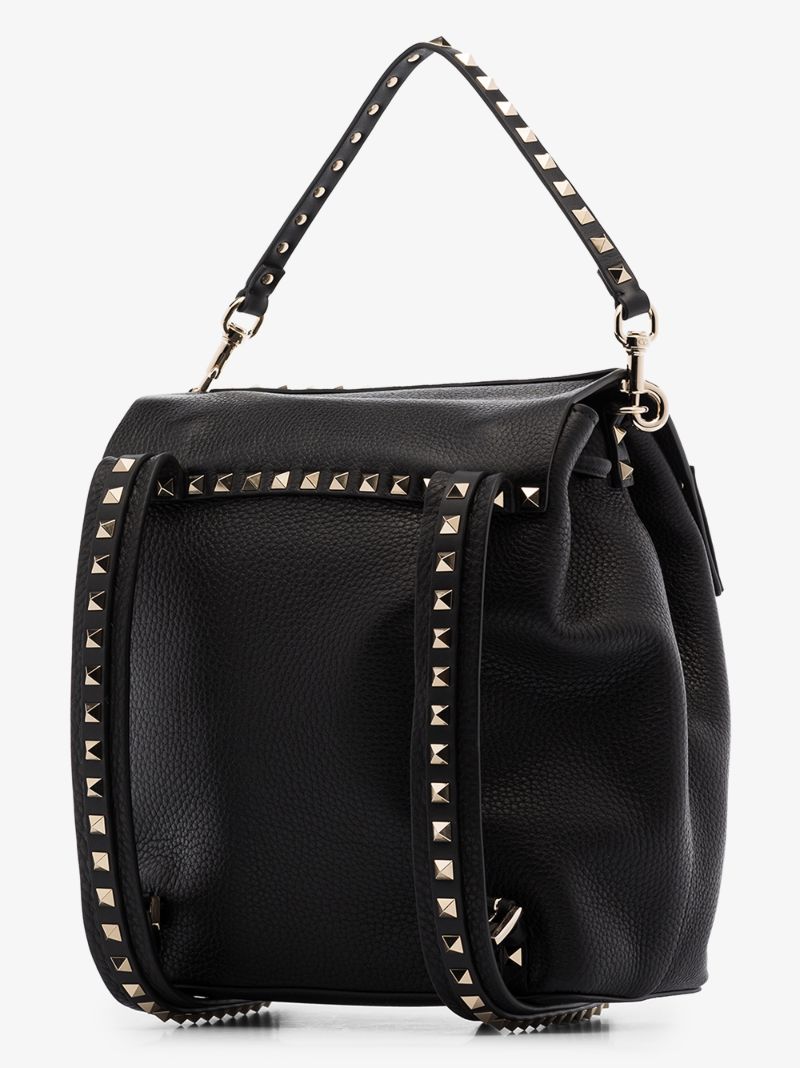 Black Rockstud Leather Backpack