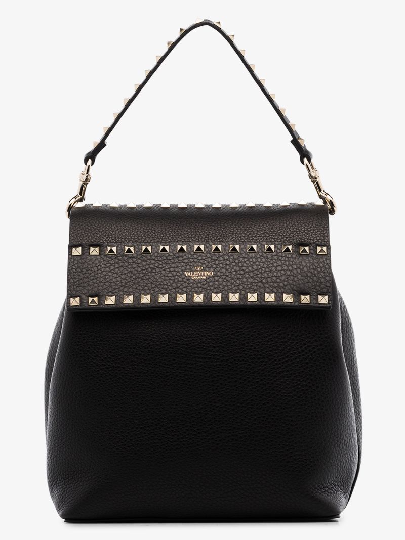 Black Rockstud Leather Backpack