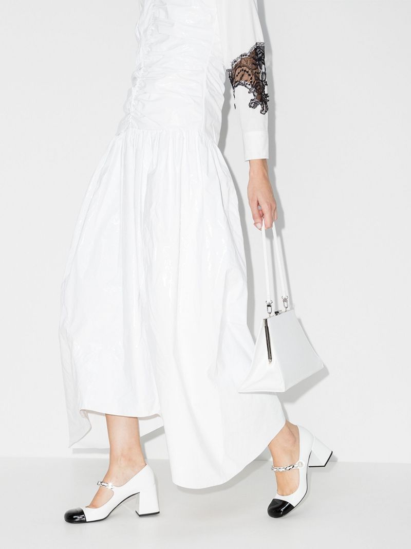 White 65 Chain Leather Mary Jane Pumps