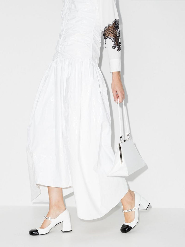 White 65 Chain Leather Mary Jane Pumps