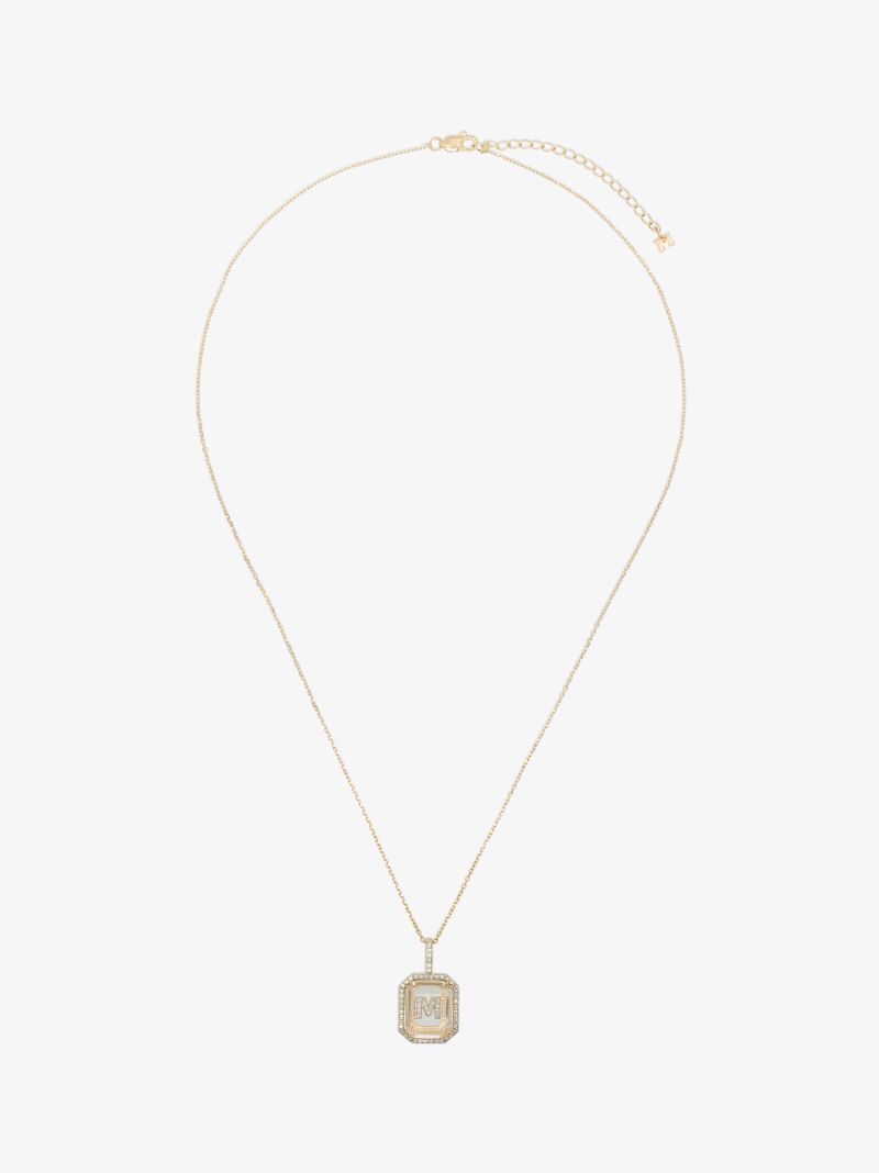 14k Yellow Gold M Initial Diamond Necklace