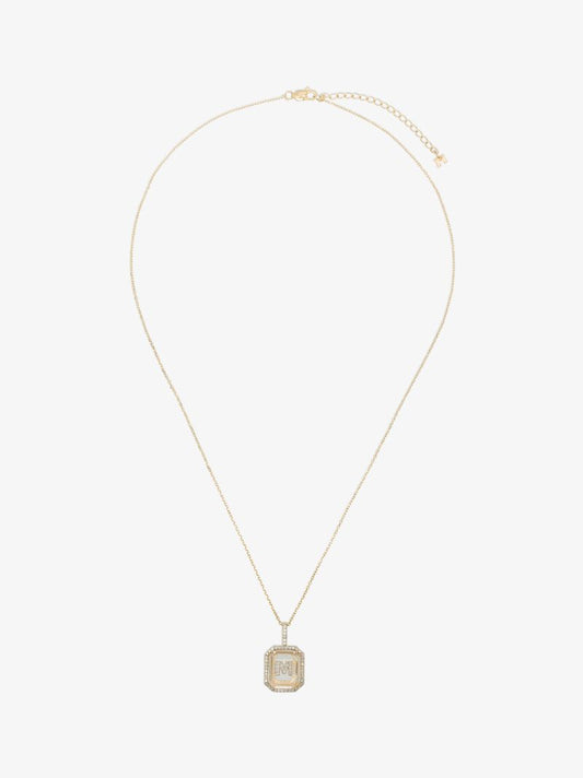 14k Yellow Gold M Initial Diamond Necklace