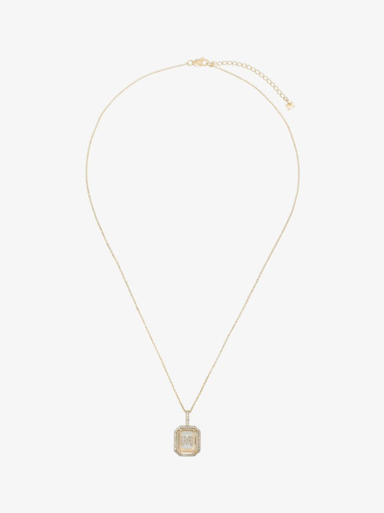 14k Yellow Gold M Initial Diamond Necklace