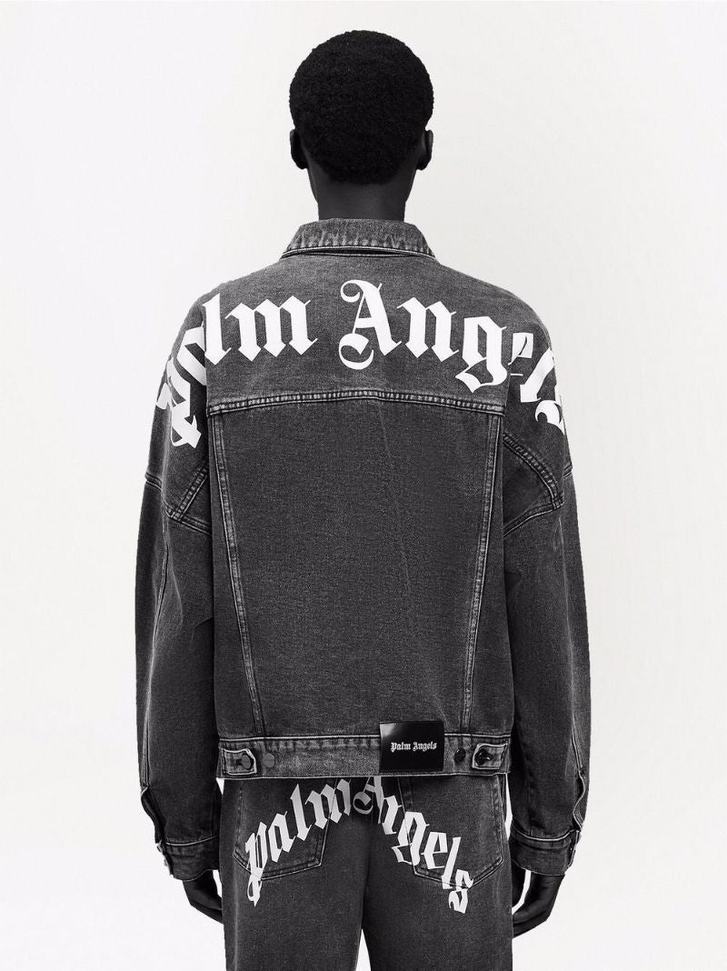 Black Logo Print Denim Jacket